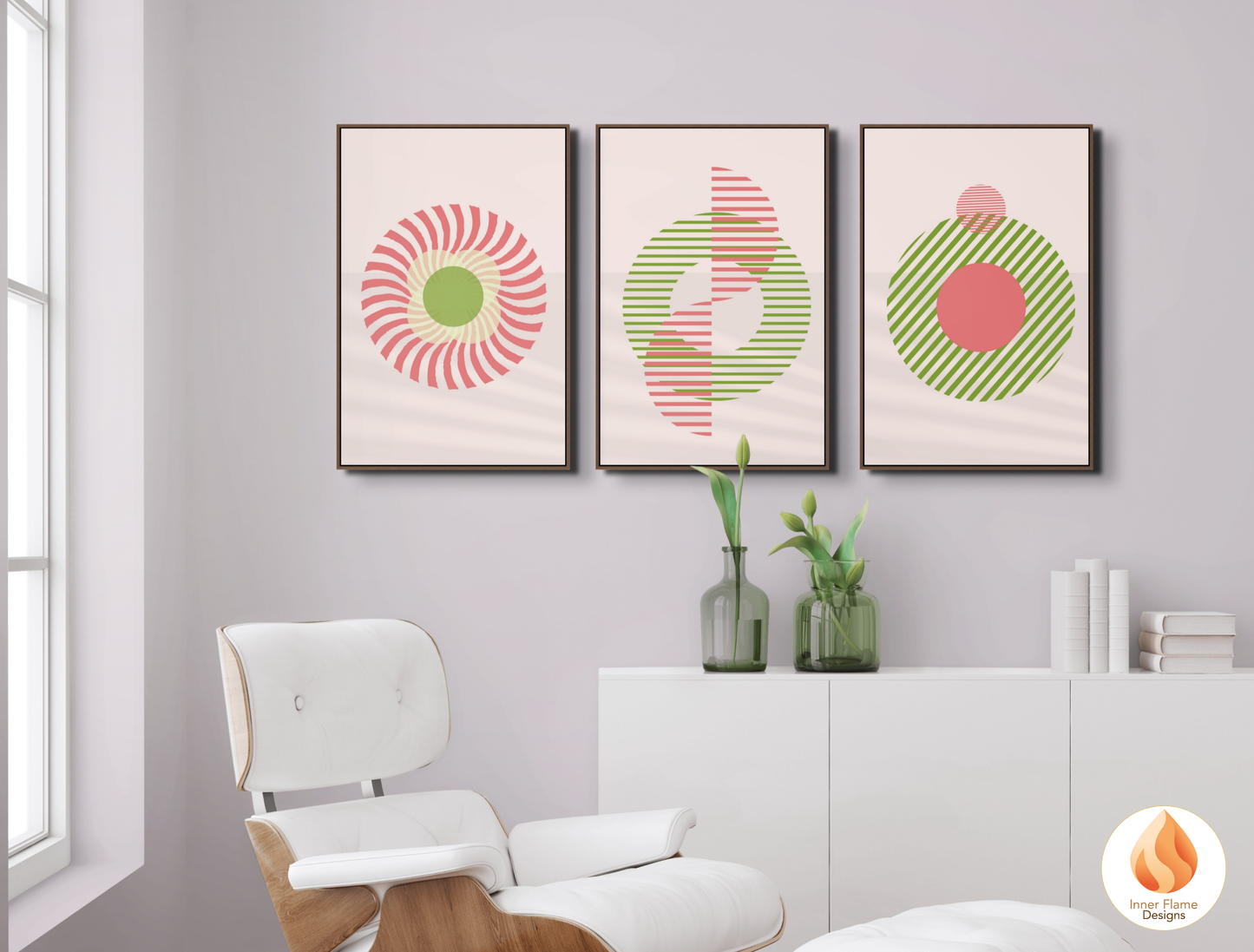 Playful Geometric Artwork for Modern Home Design | Triptych Artwork