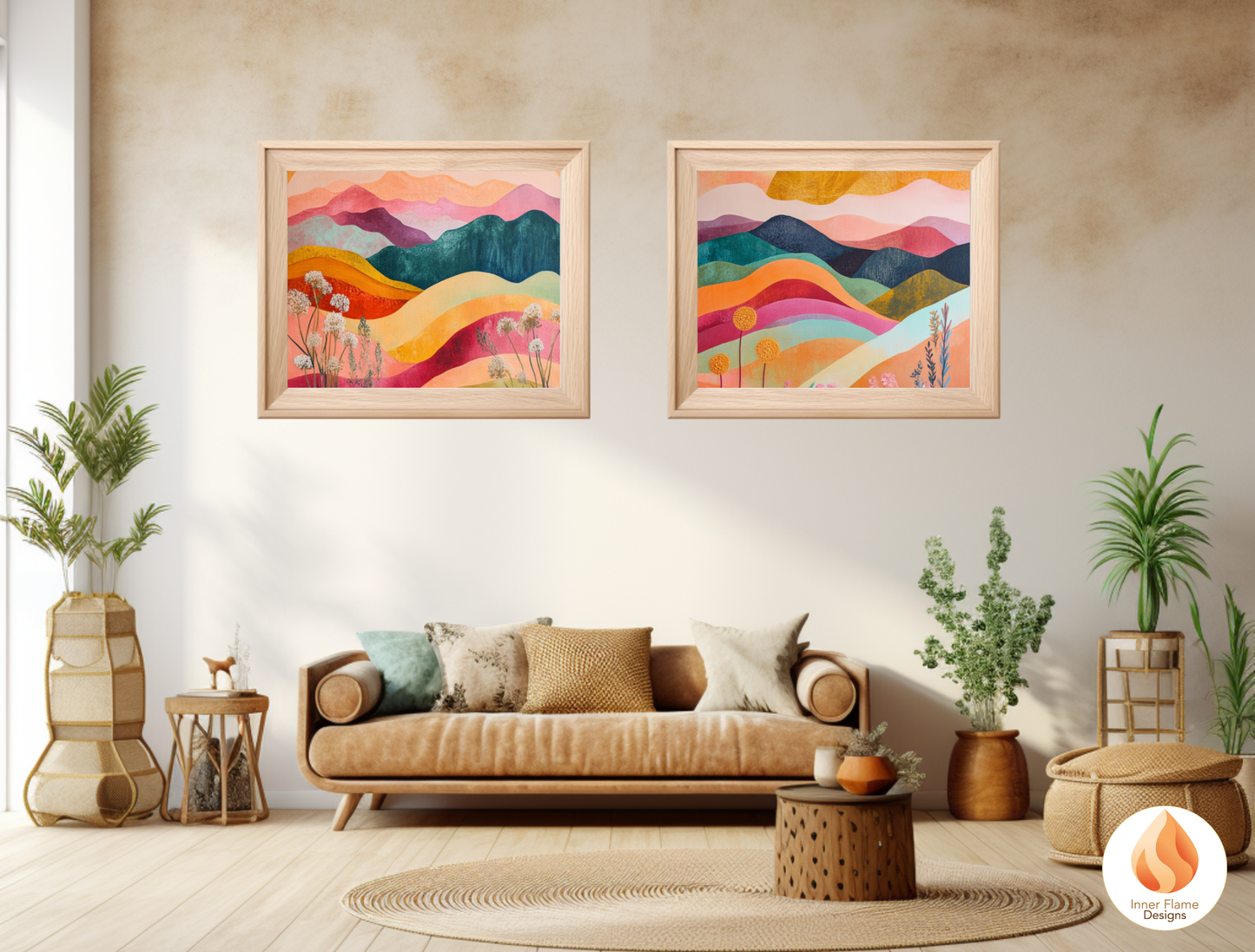 Dramatic Boho Wall Art Décor for Modern Home Design | Triptych Artwork (Series 1)