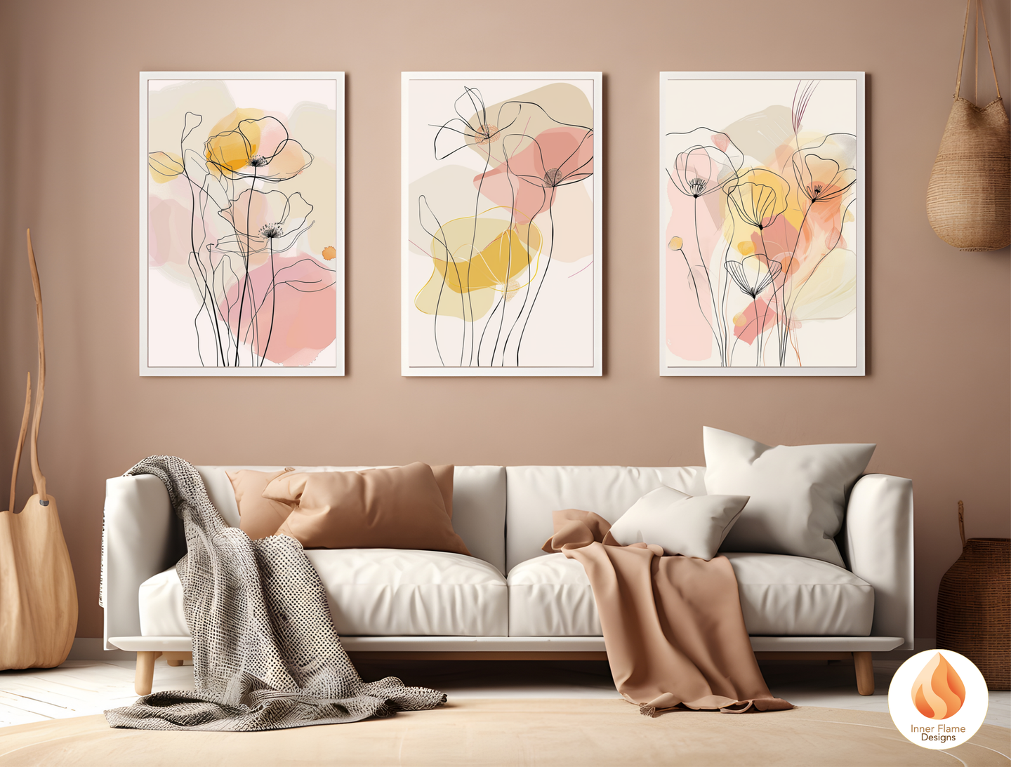 Graceful Line Art for Modern Home Design | Triptych Artwork (Series 4)