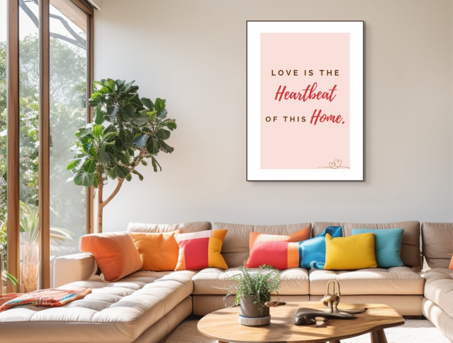 Motivational Poster with Love Inspirational Quote 4 - "Love Is The Heartbeat Of This Home"