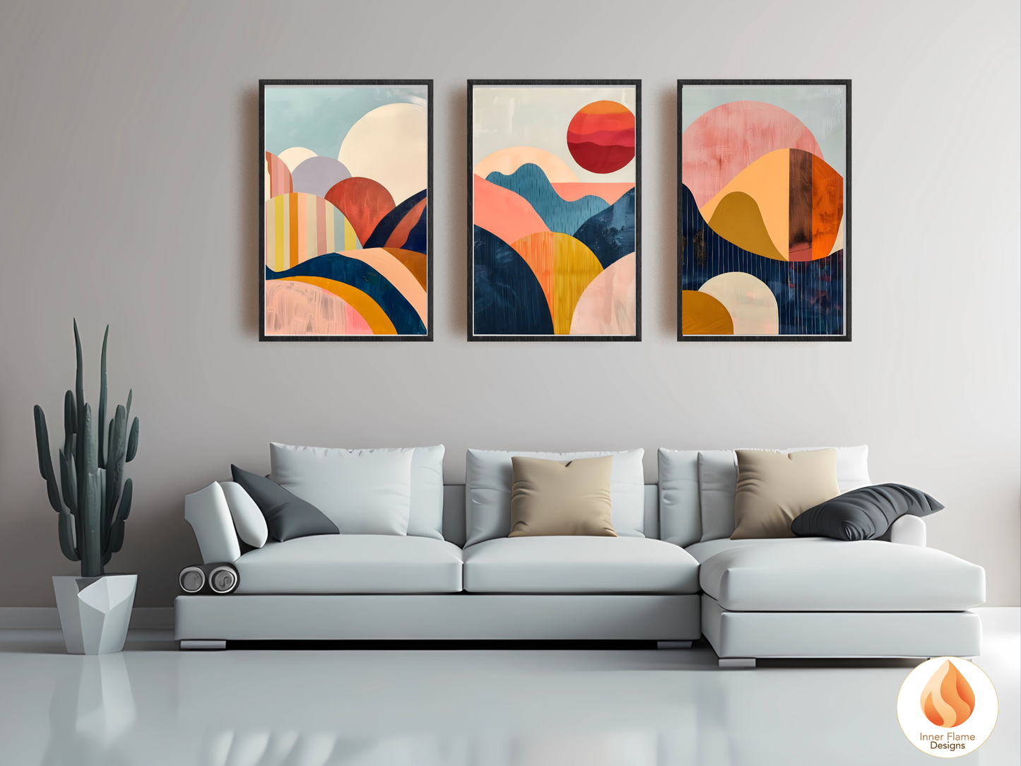 Eclectic Boho Wall Art Décor for Modern Home Design | Triptych Artwork (Series 5)