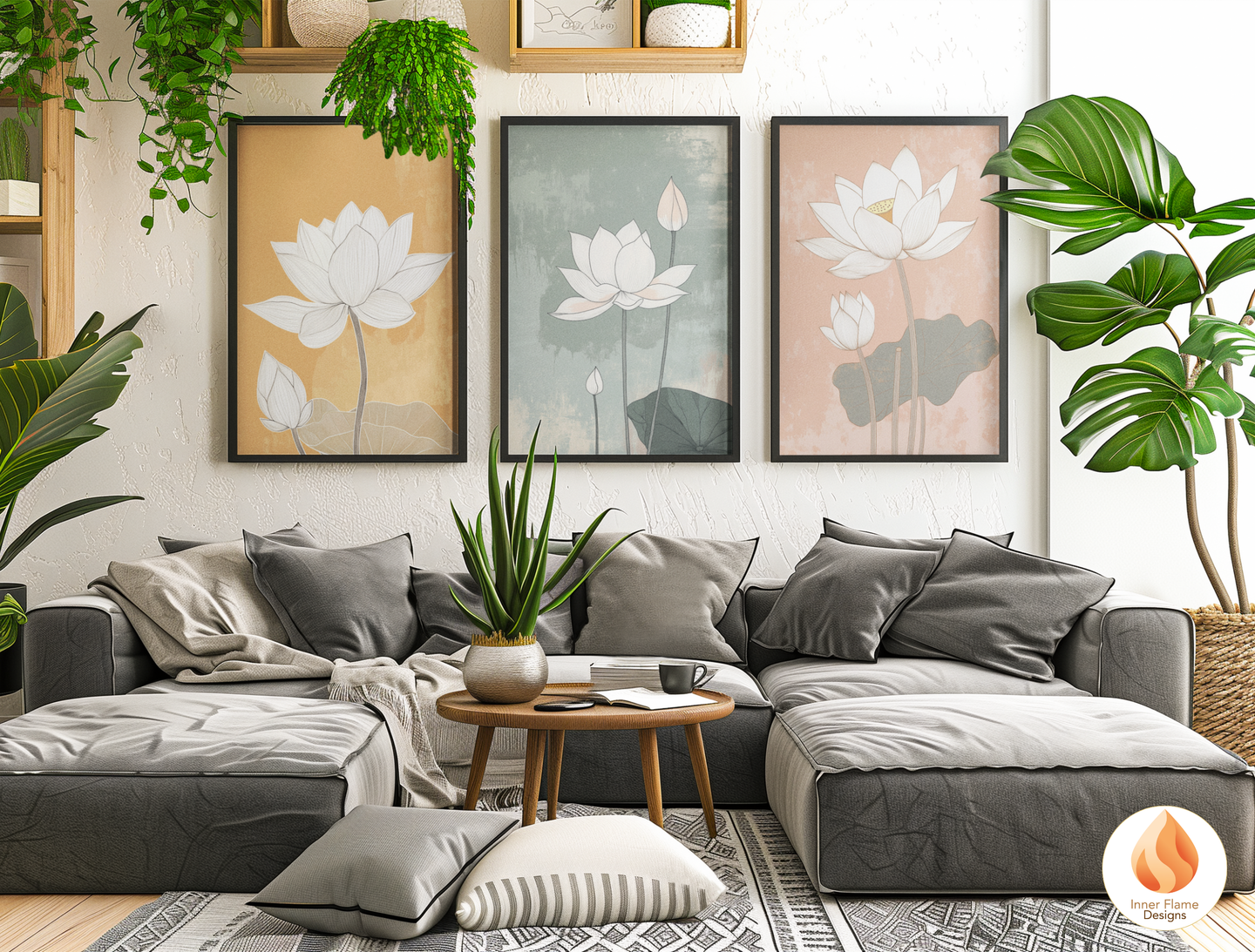 Subtle Japandi Art for Modern Home Design | Triptych Artwork (Series 4)