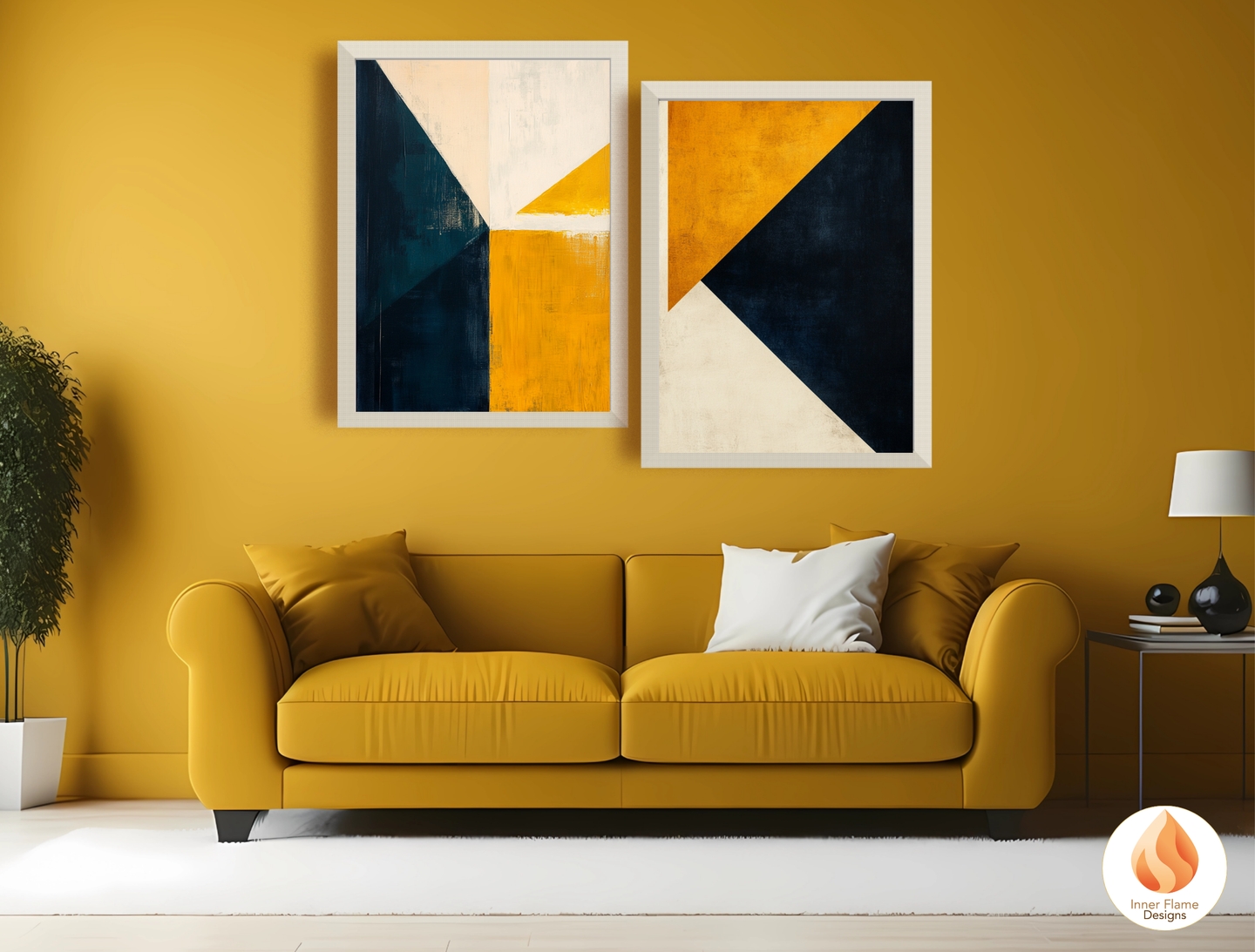 Edgy Geometric Artwork for Modern Home Design | Triptych Artwork