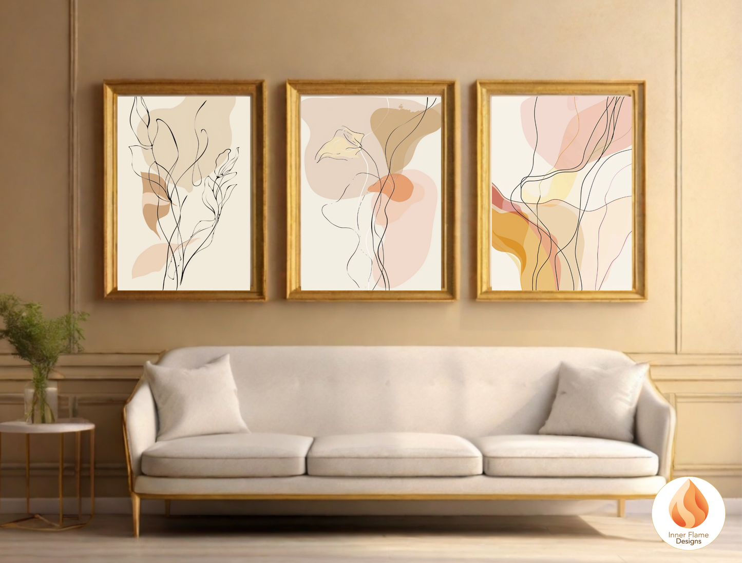 Graceful Line Art for Modern Home Design | Triptych Artwork (Series 2)