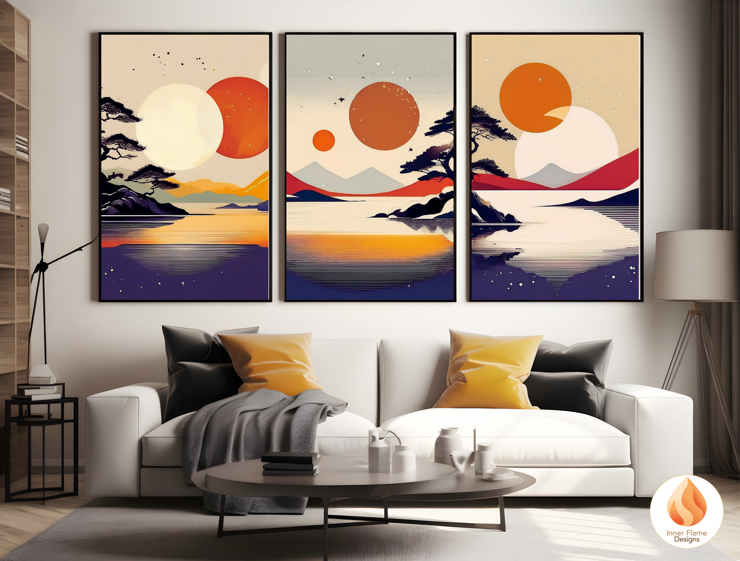 Striking Japandi Art for Modern Home Design | Triptych Artwork