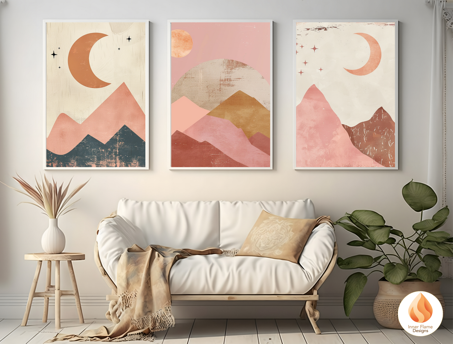 Soothing Boho Wall Art Décor for Modern Home Design | Triptych Artwork (Series 3)