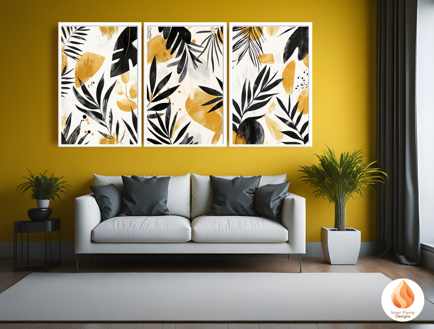 Expressive Botanical Art for Modern Home Design | Triptych Artwork