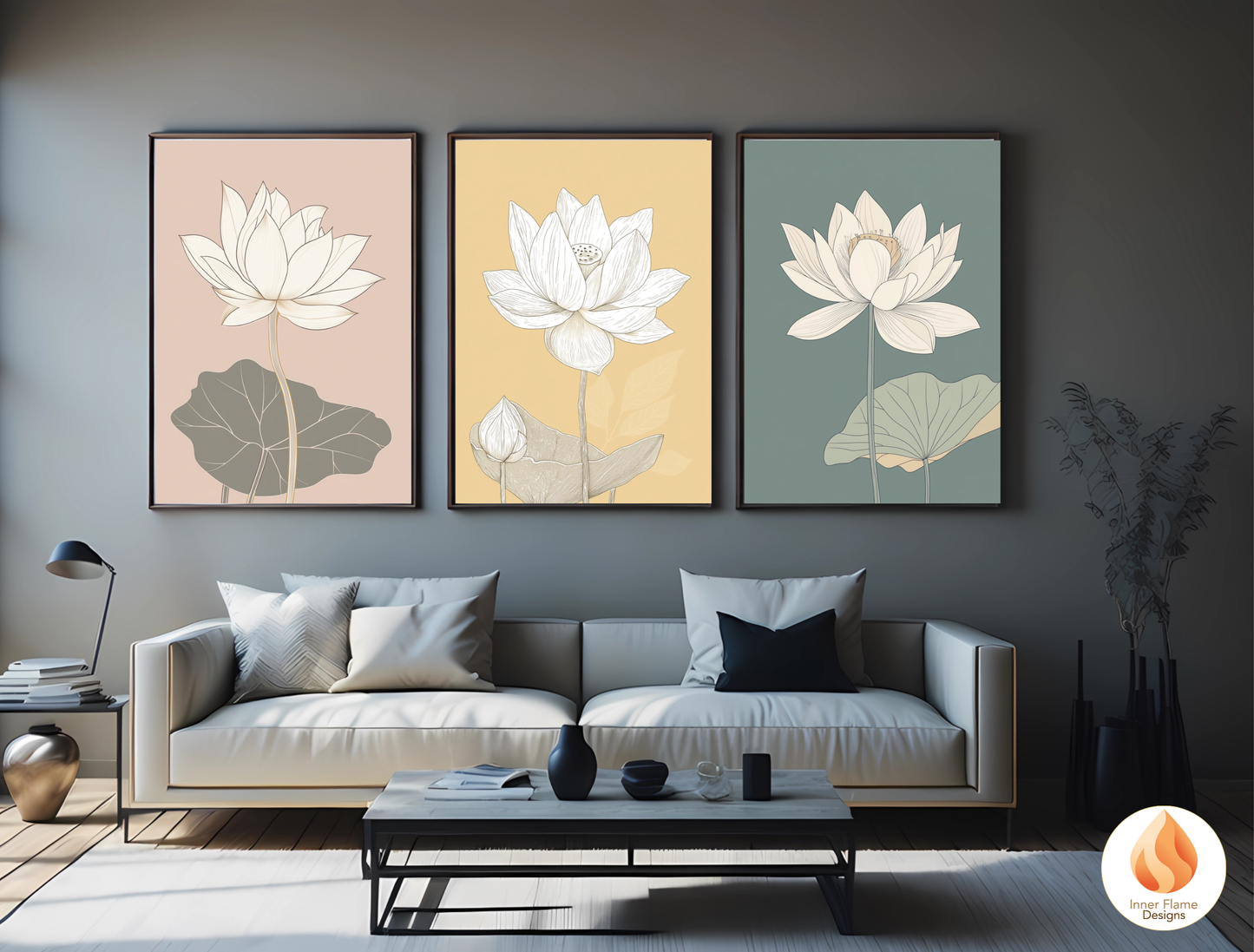 Subtle Japandi Art for Modern Home Design | Triptych Artwork (Series 2)
