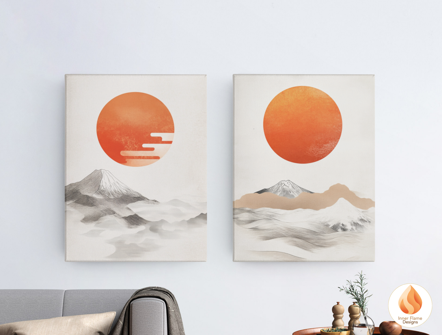Harmonious Japandi Art for Modern Home Design | Diptych Artwork (Series 1)