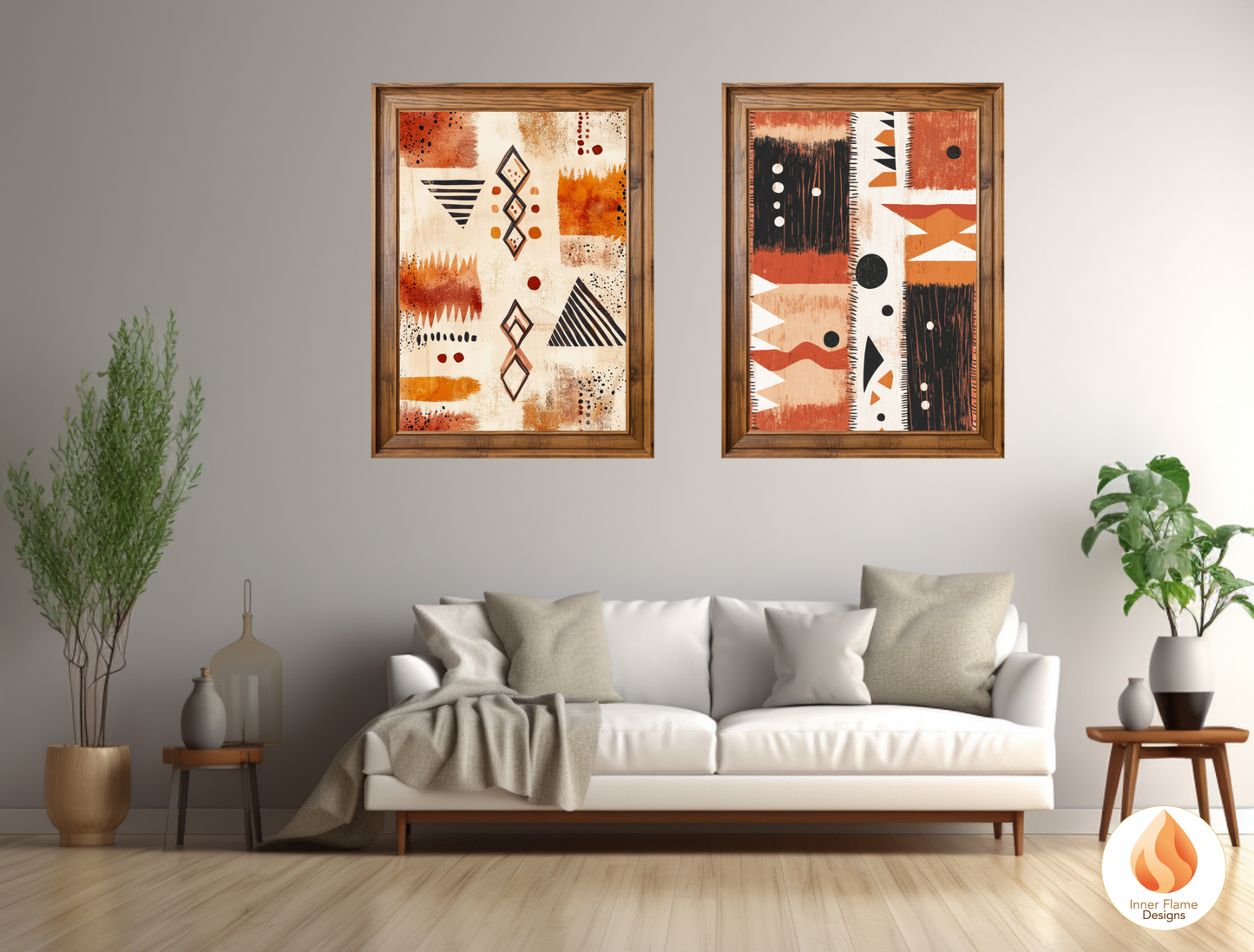 Tribal Boho Wall Art Décor for Modern Home Design | Triptych Artwork