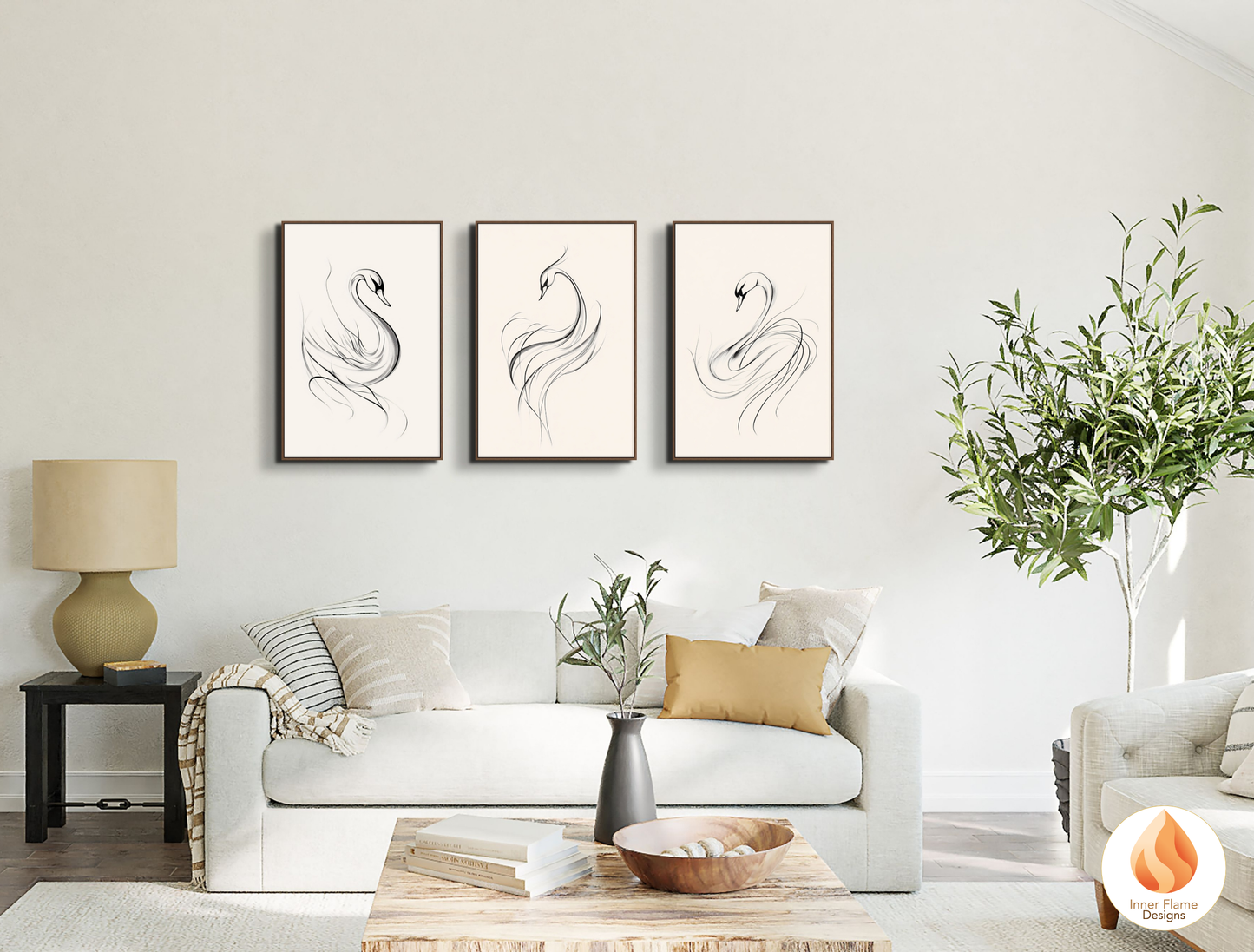 Delicate Line Art for Modern Home Design | Triptych Artwork