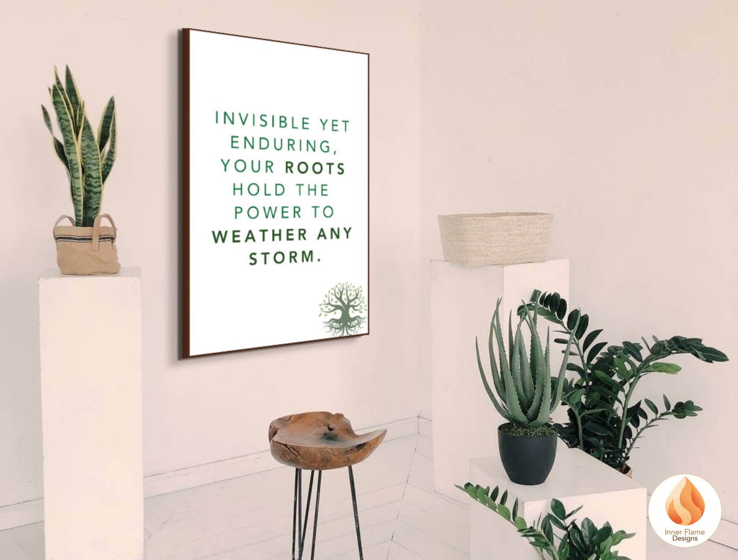 Motivational Poster with Nature-Inspired Quote 3 - "Invisible Yet Enduring, Your Roots Hold The Power To Weather Any Storm"