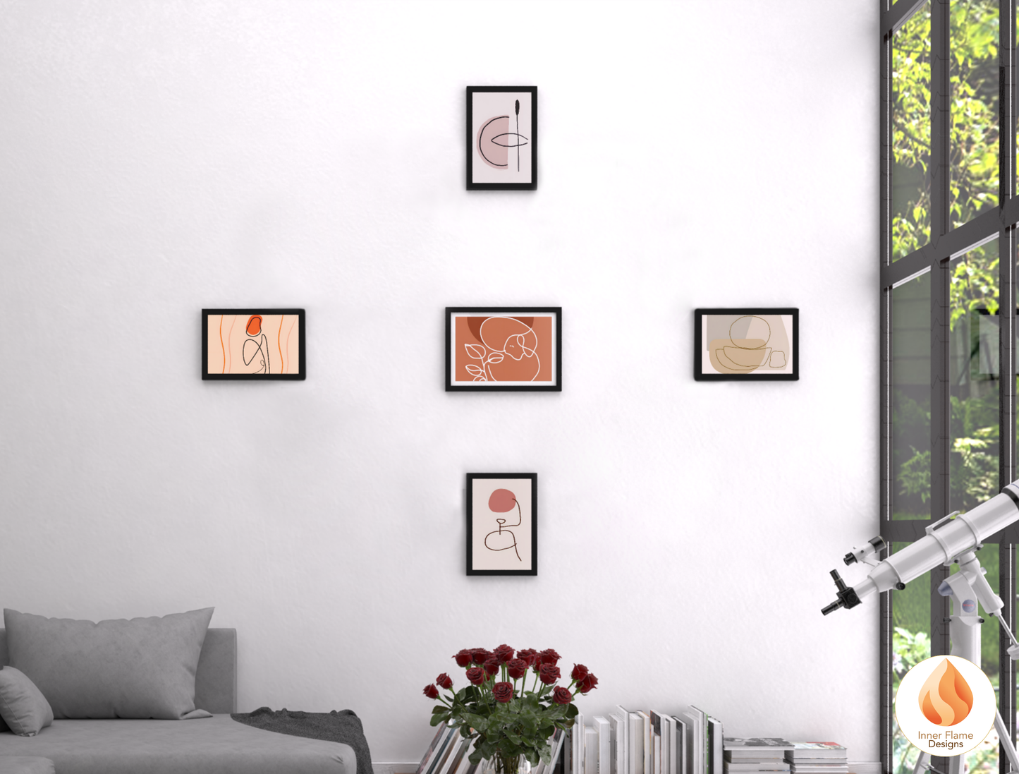 Eclectic Line Art for Modern Home Design | Triptych Artwork