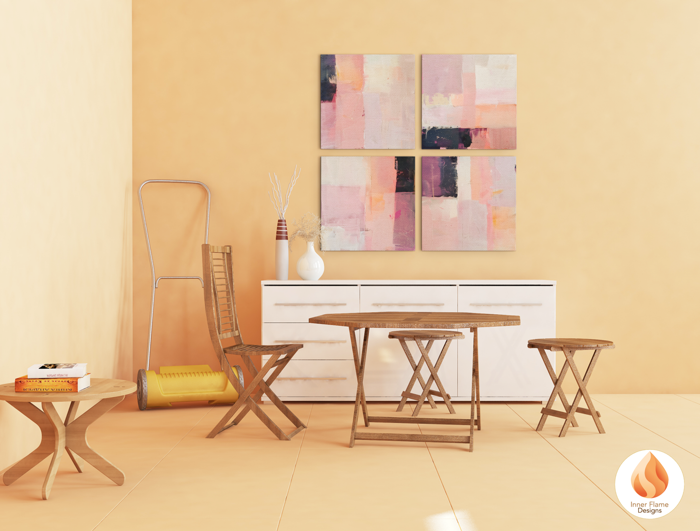 Inviting Minimalist Art for Modern Home Design | Four Piece Artwork