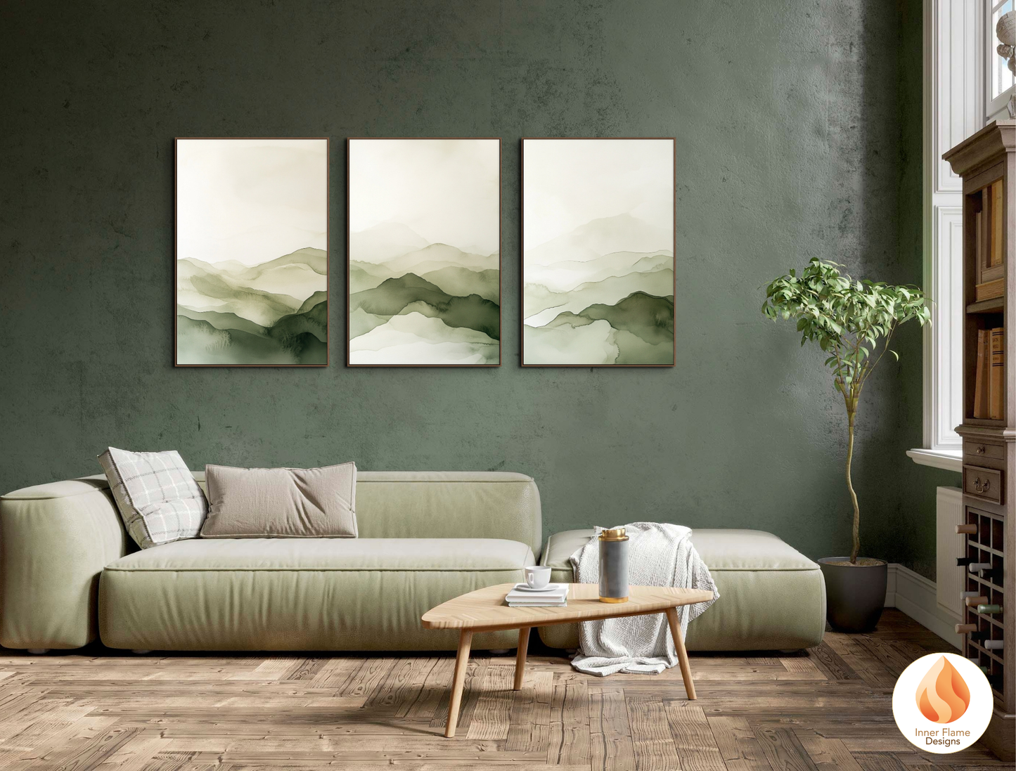 Reflective Japandi Art for Modern Home Design | Triptych Artwork