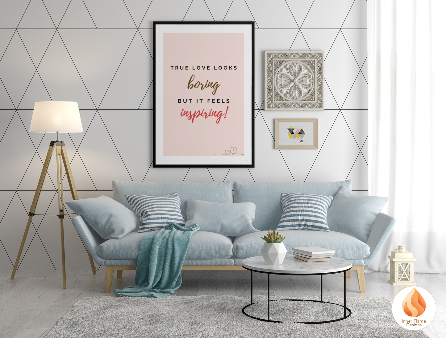 Motivational Poster with Love Inspirational Quote 1 - "True Love Looks Boring But It Feels Inspiring"
