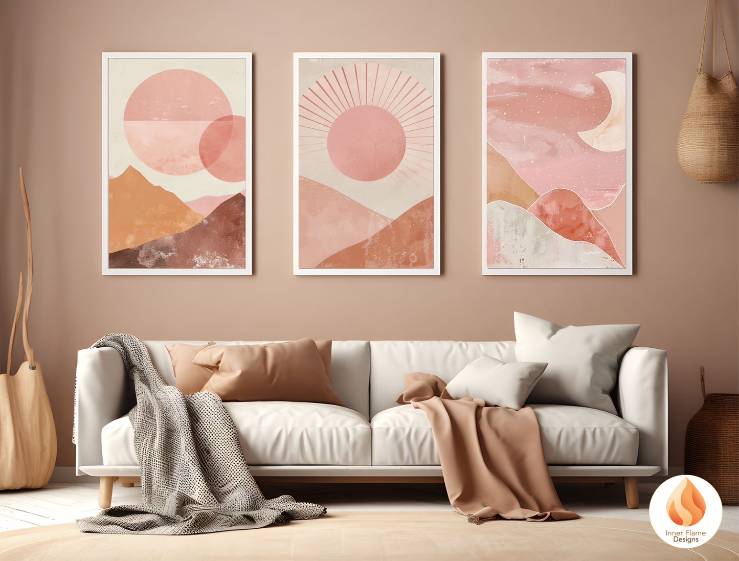 Soothing Boho Wall Art Décor for Modern Home Design | Triptych Artwork (Series 1)