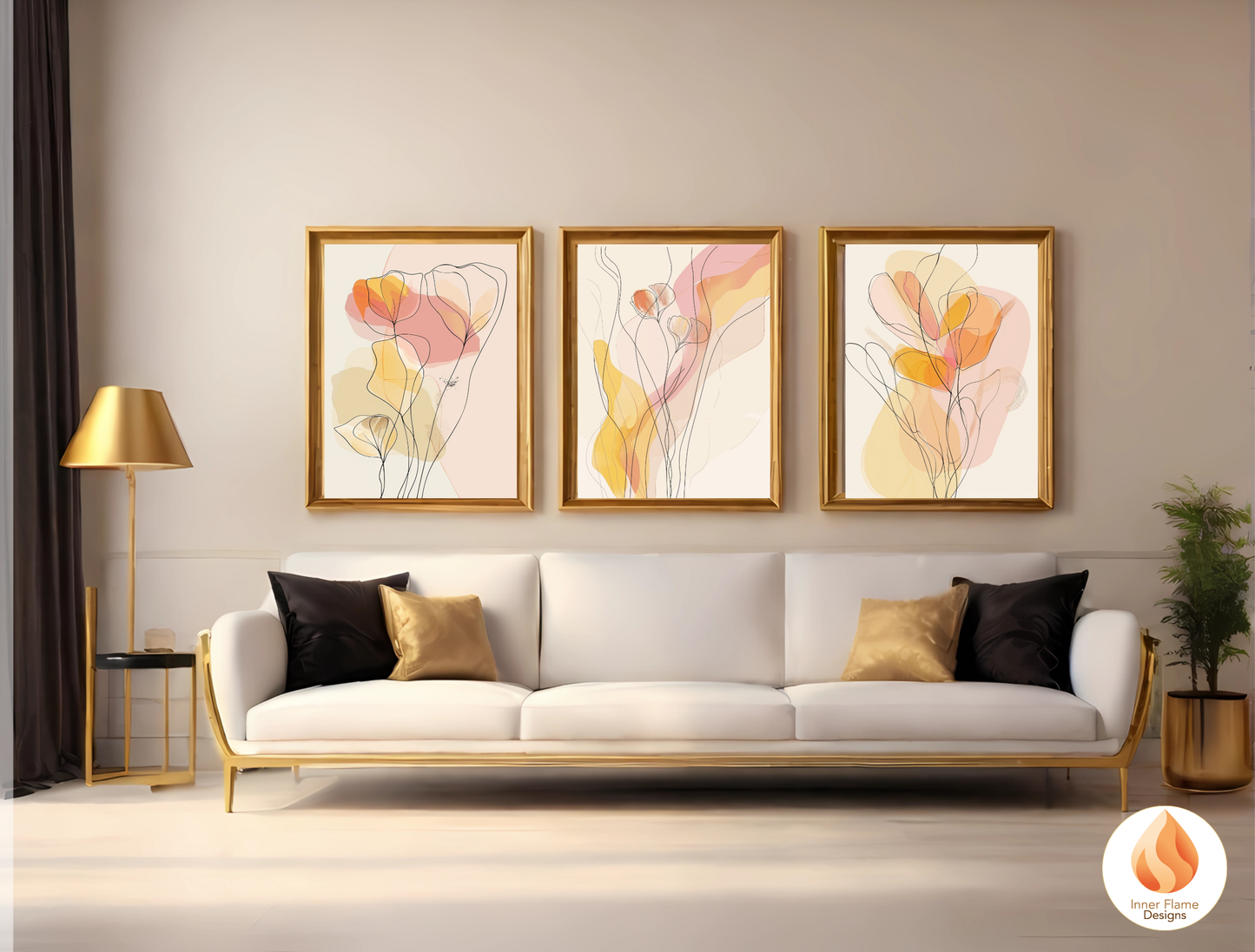 Graceful Line Art for Modern Home Design | Triptych Artwork (Series 3)