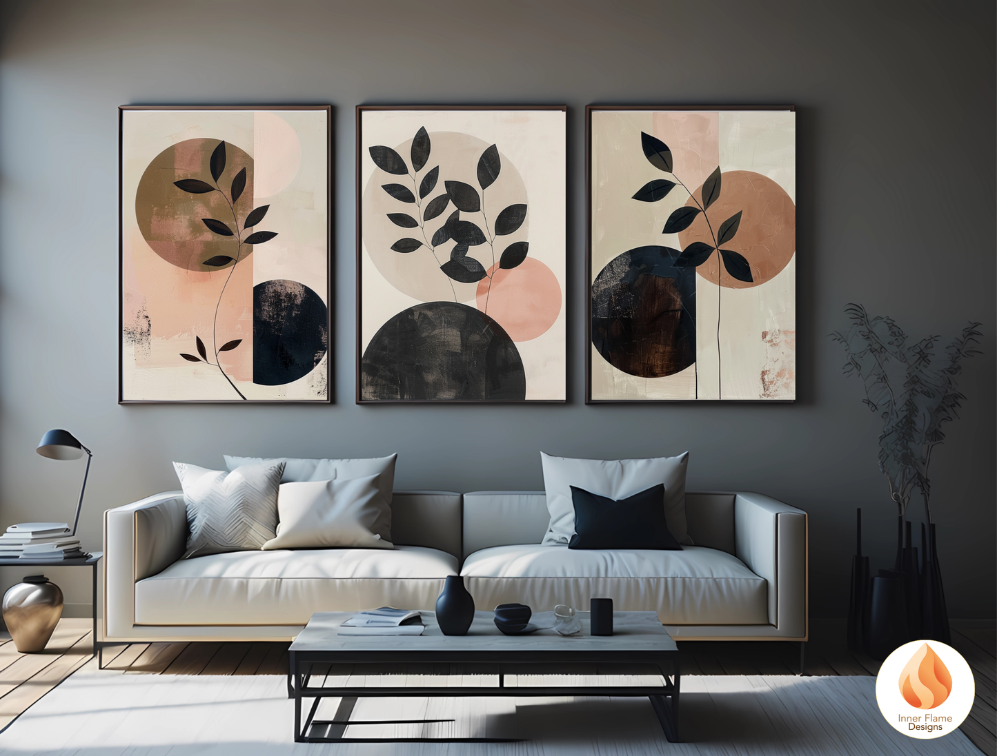 Charming Japandi Art for Modern Home Design | Triptych Artwork (Series 1)