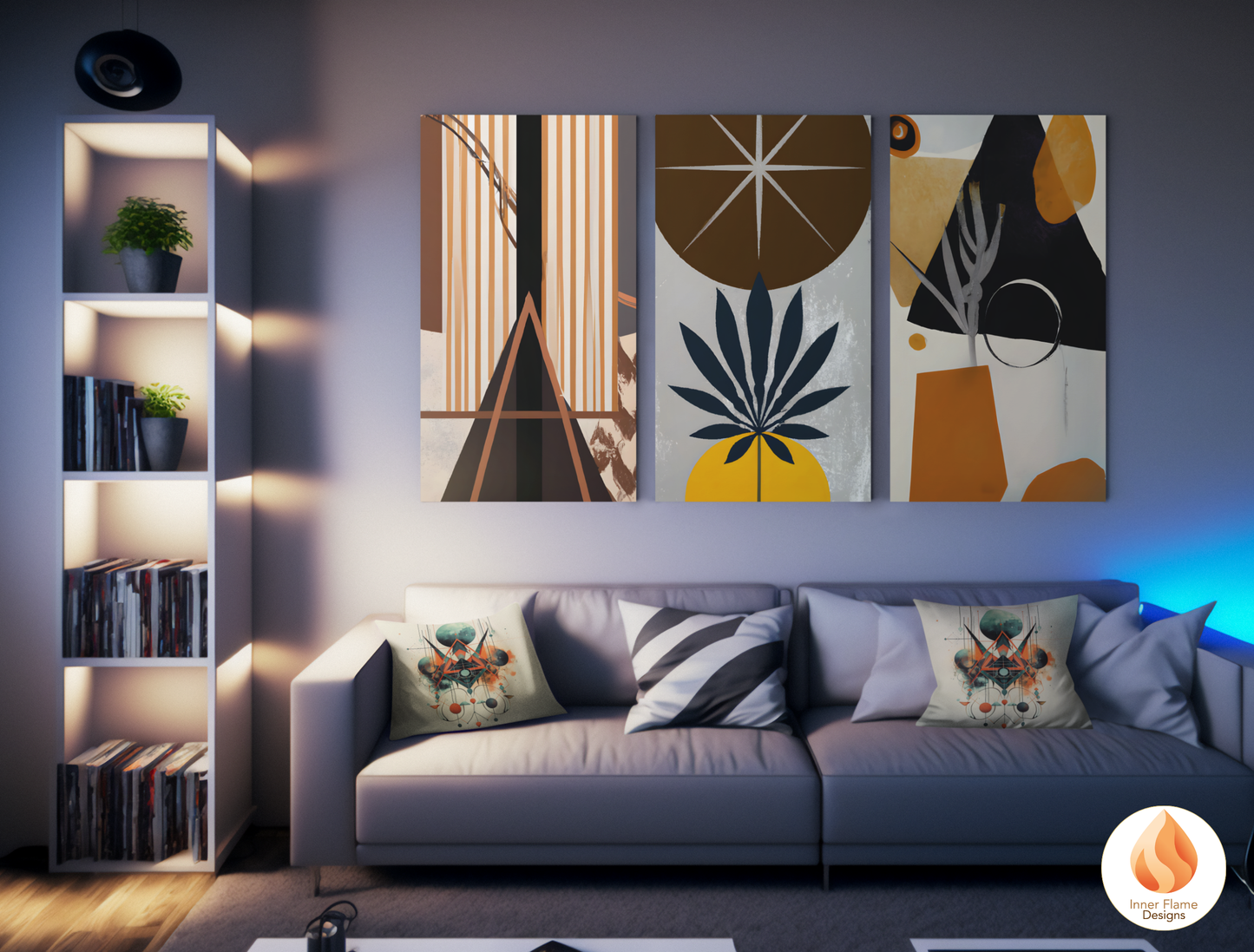 Eclectic Boho Wall Art Décor for Modern Home Design | Triptych Artwork (Series 2)