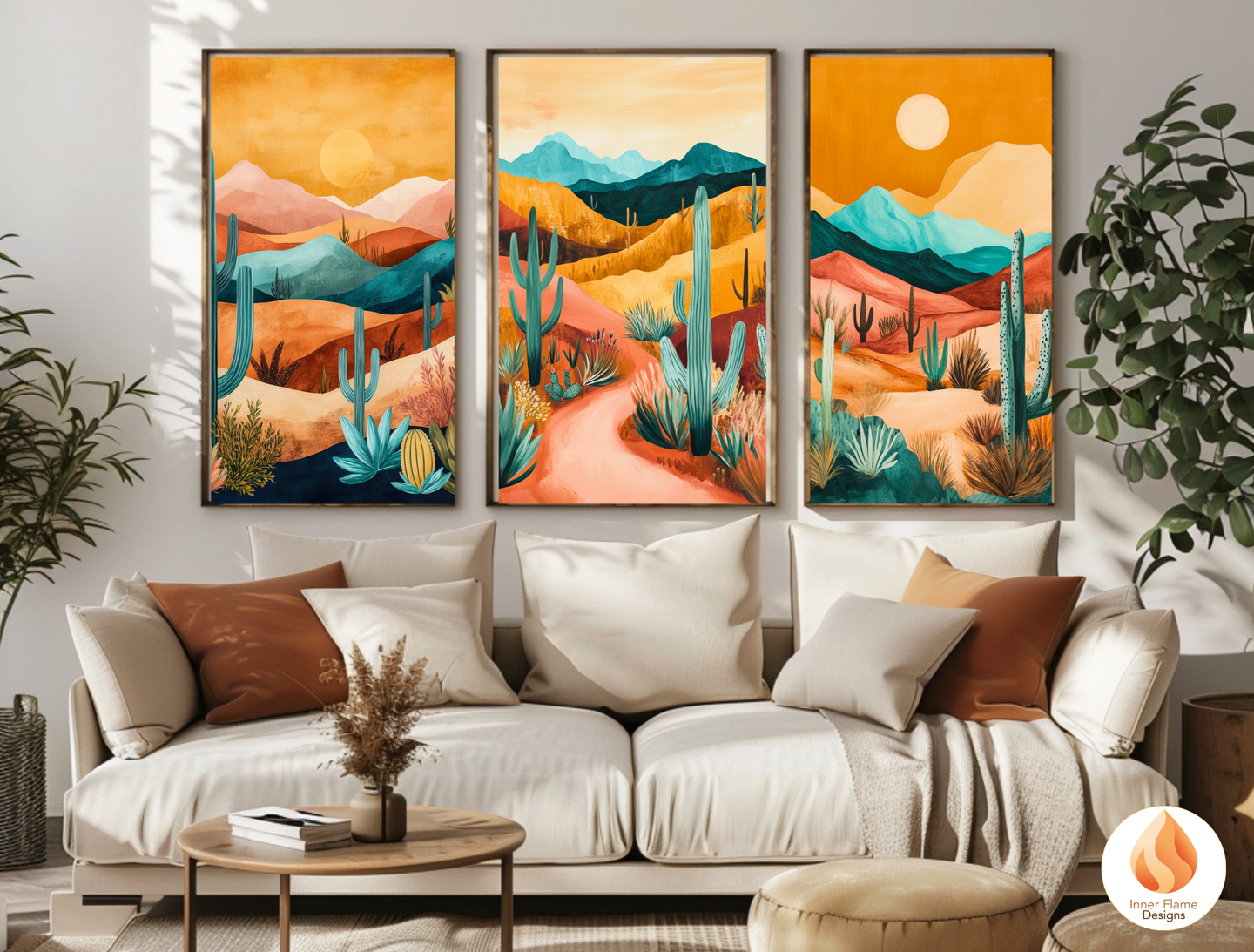 Exotic Boho Wall Art Décor for Modern Home Design | Triptych Artwork