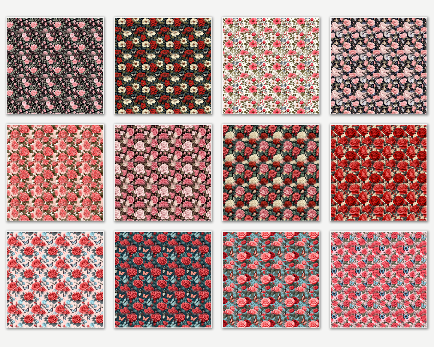 Bold Rose Floral Surface Patterns | Seamless Patterns for Wallpaper, Textiles, Packaging and Digital Designs
