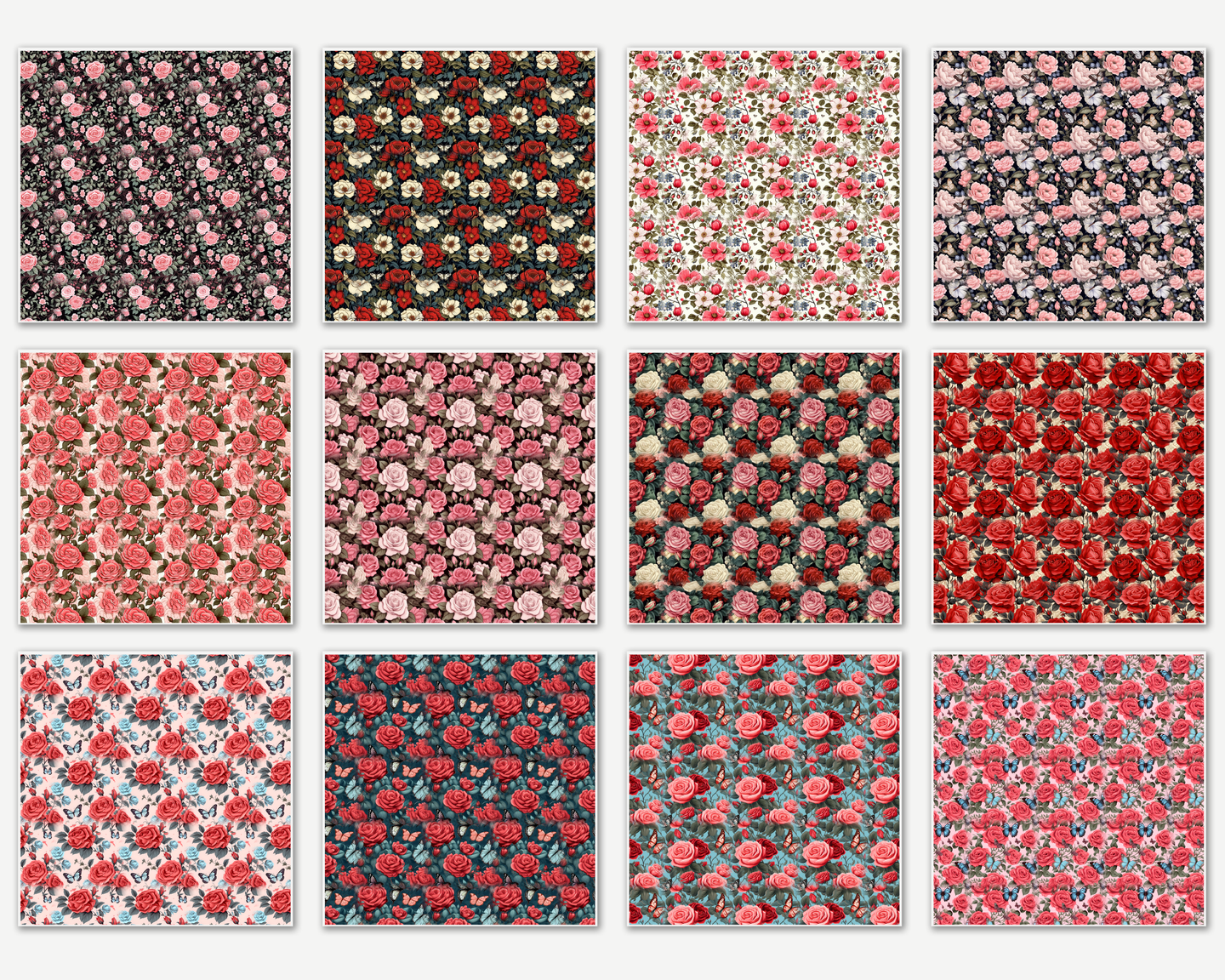 Bold Rose Floral Surface Patterns | Seamless Patterns for Wallpaper, Textiles, Packaging and Digital Designs