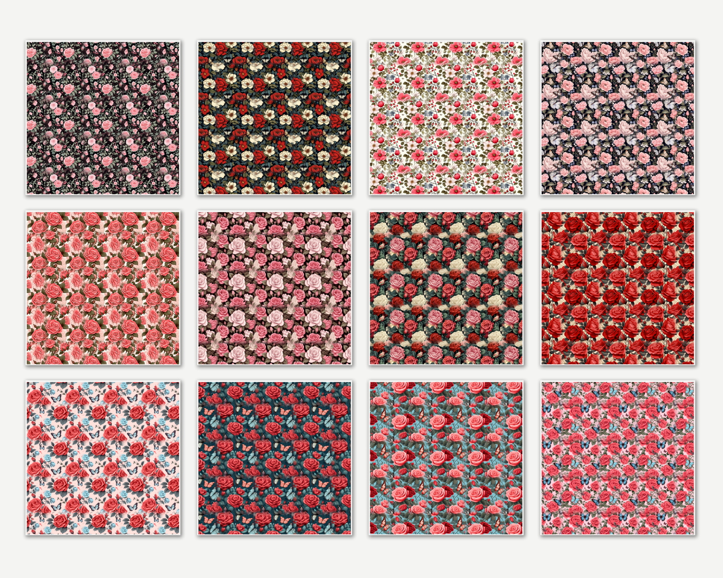 Bold Rose Floral Surface Patterns | Seamless Patterns for Wallpaper, Textiles, Packaging and Digital Designs