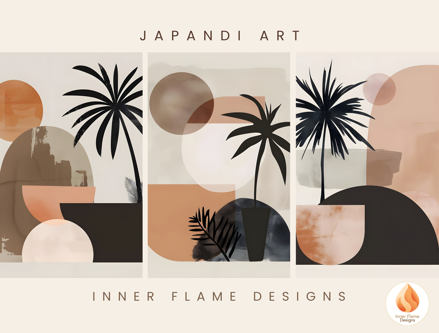 Calming Japandi Art for Modern Home Design | Triptych Artwork