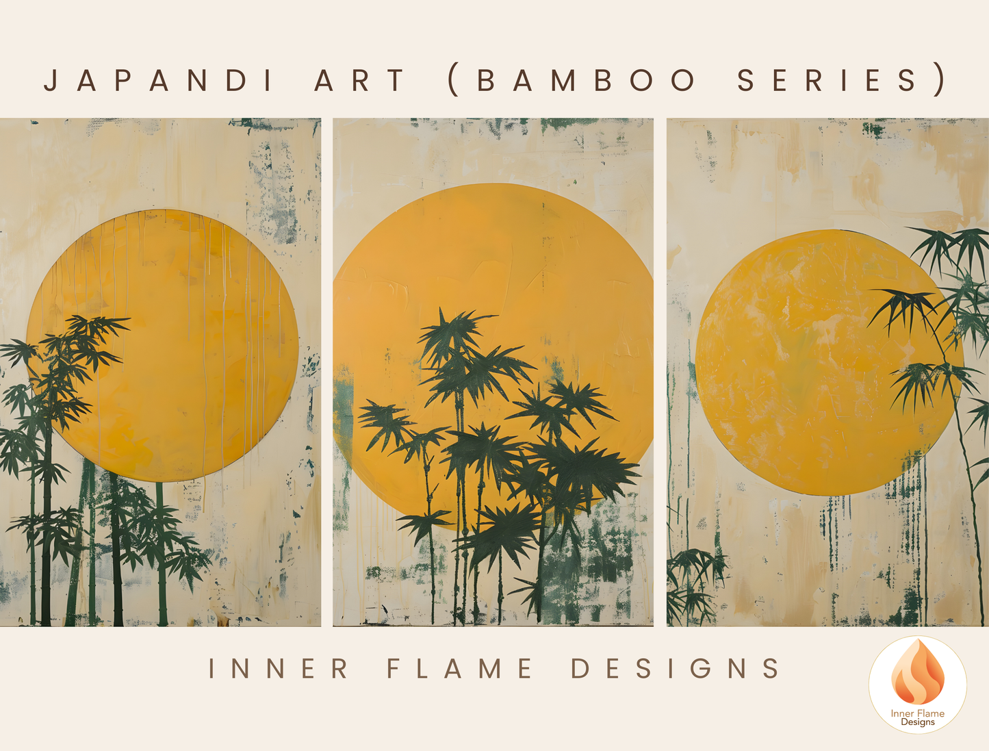 Tranquil Japandi Art for Modern Home Design | Triptych Artwork (Series 1)