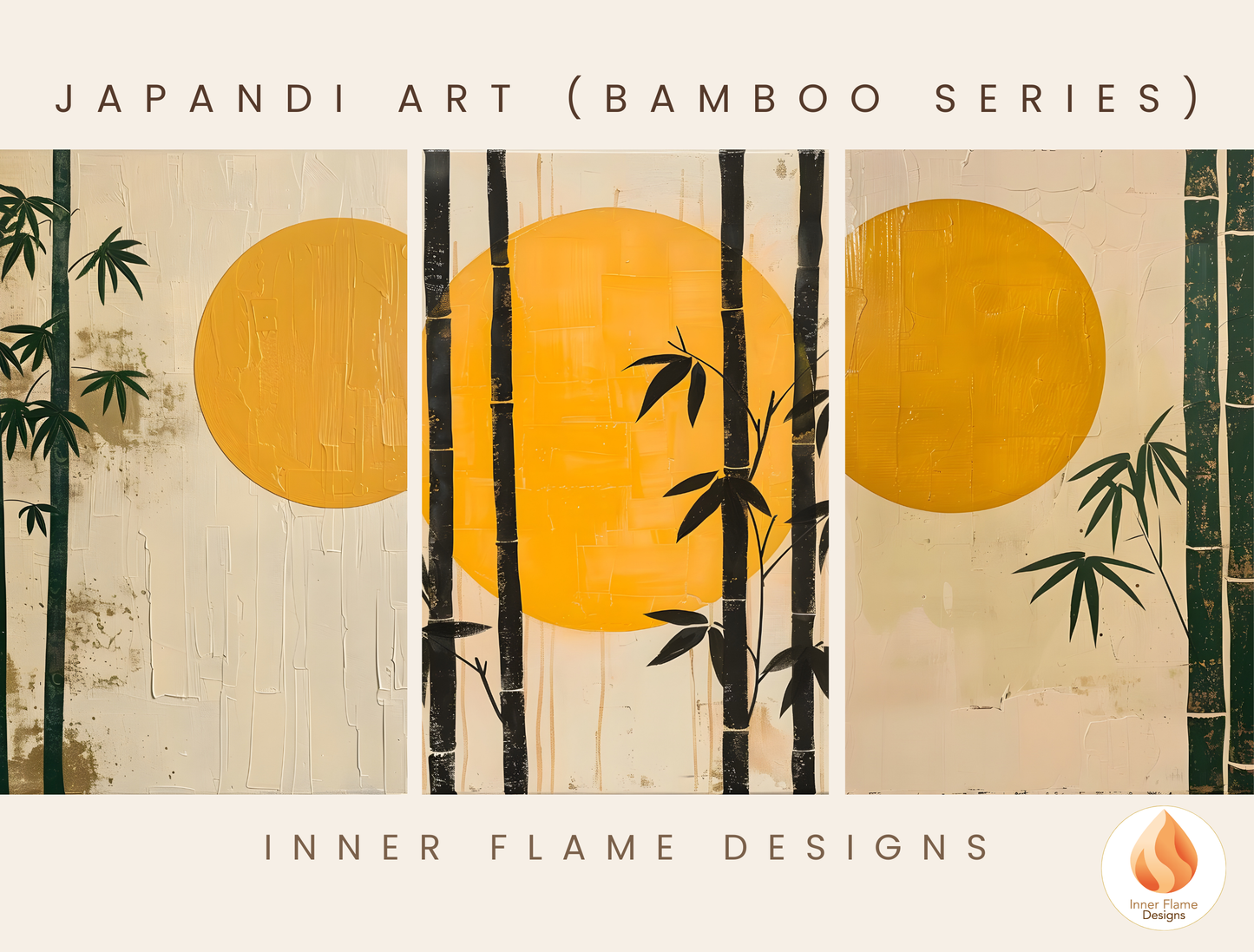 Tranquil Japandi Art for Modern Home Design | Triptych Artwork (Series 2)