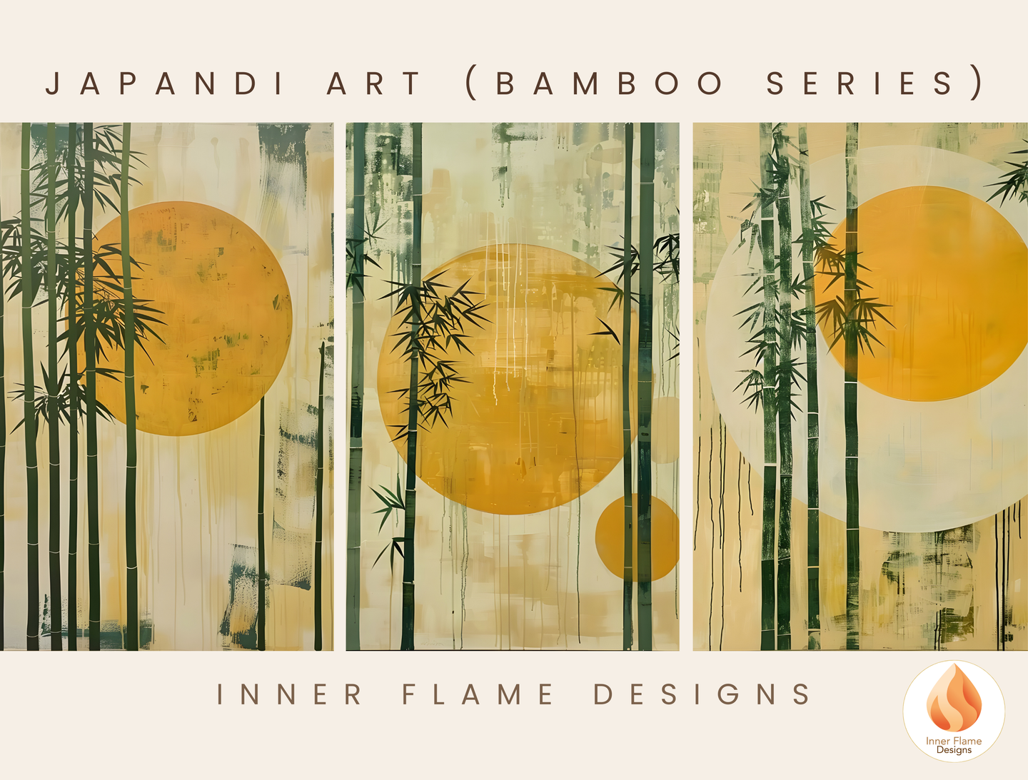 Tranquil Japandi Art for Modern Home Design | Triptych Artwork (Series 3)