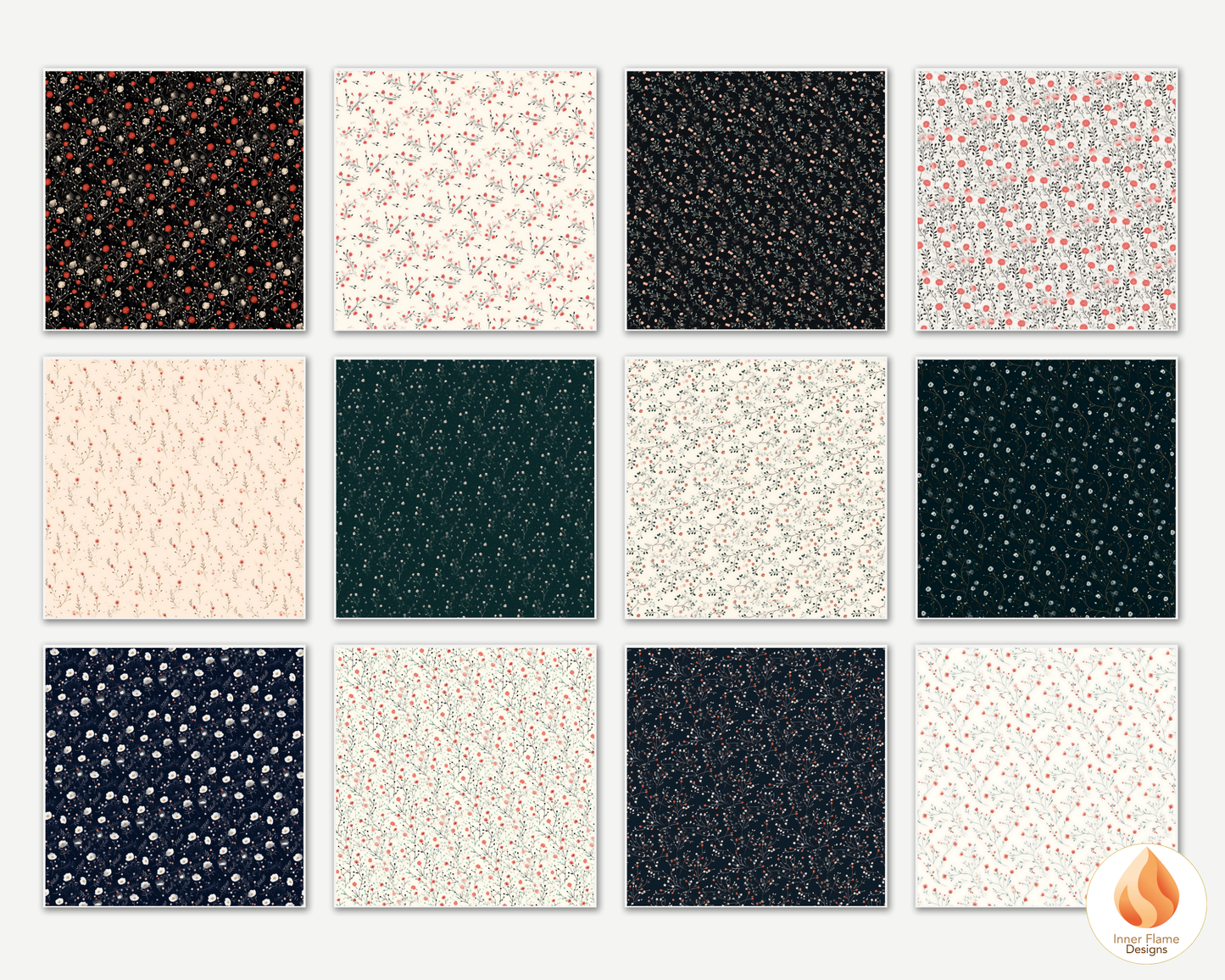 Minimalist Rose Floral Surface Patterns | Seamless Patterns for Wallpaper, Textiles, Packaging and Digital Designs