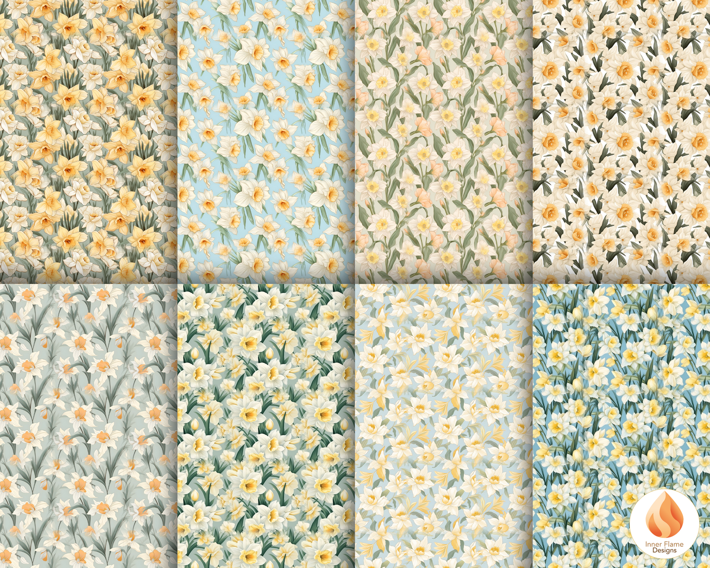 Spring Daffodil Floral Surface Patterns | Seamless Patterns for Wallpaper, Textiles, Packaging and Digital Designs