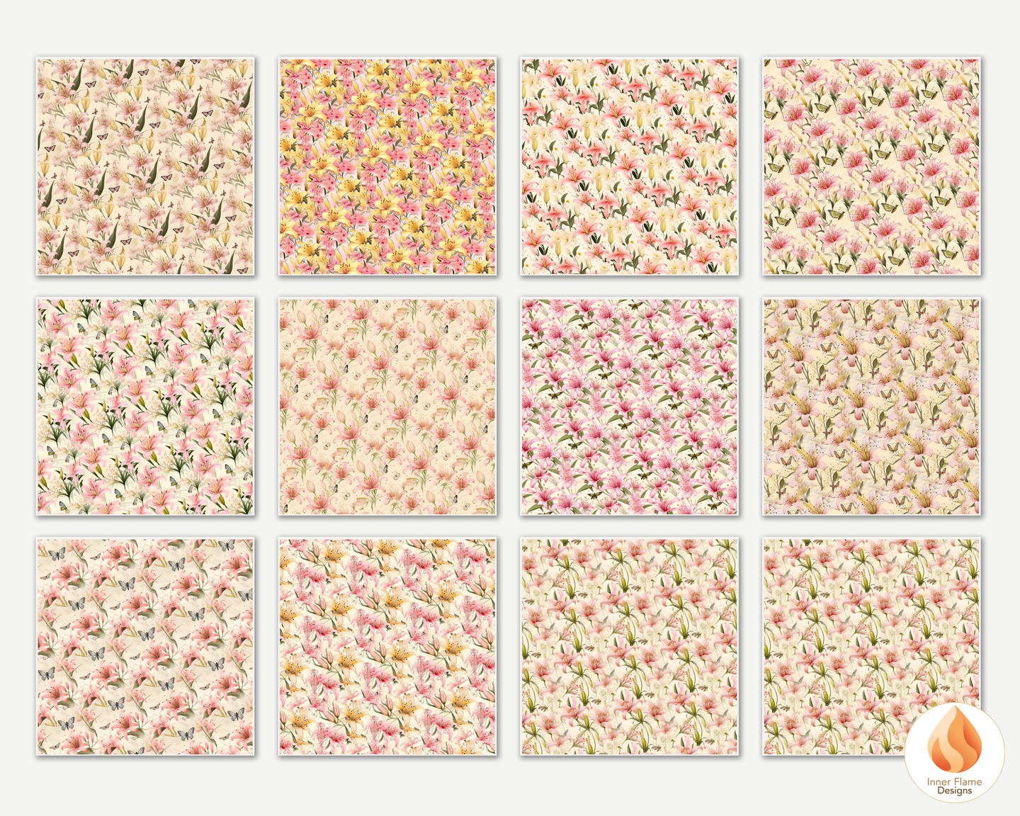 Spring Lily Floral Surface Patterns | Seamless Patterns for Wallpaper, Textiles, Packaging and Digital Designs