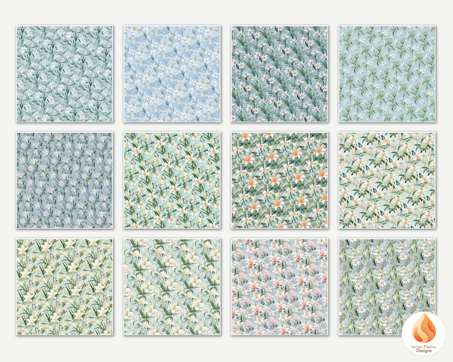 Tranquil Lily Floral Surface Patterns | Seamless Patterns for Wallpaper, Textiles, Packaging and Digital Designs